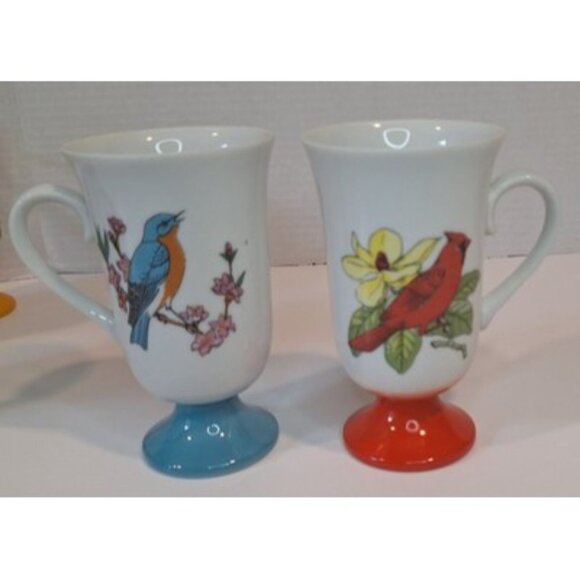 Fred Roberts Song Bird Footed Cup Vtg Japan Irish Coffee Hot Chocolate Mug - Picture 2 of 16